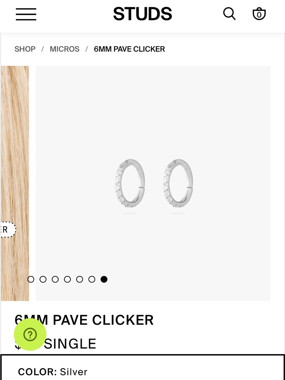 6mm Pave Clicker Hoop Earring - Silver Set